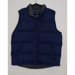LL Bean Mens XXL Tall Navy Blue Goose Down Puffer Vest Quilted Full Zip 276571